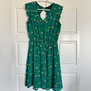 41 Hawthorn Green Floral Lined Dress Size Small